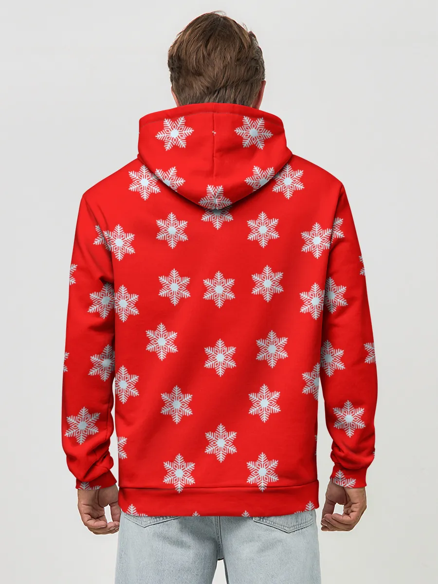 Худи мужской база хлопок / Оленёнок в снежинках