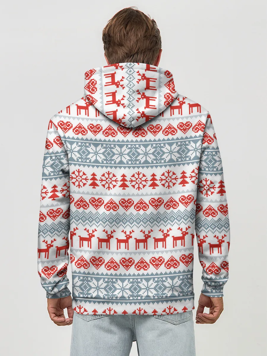 Худи мужской база хлопок / Новогодний пиксельный узор