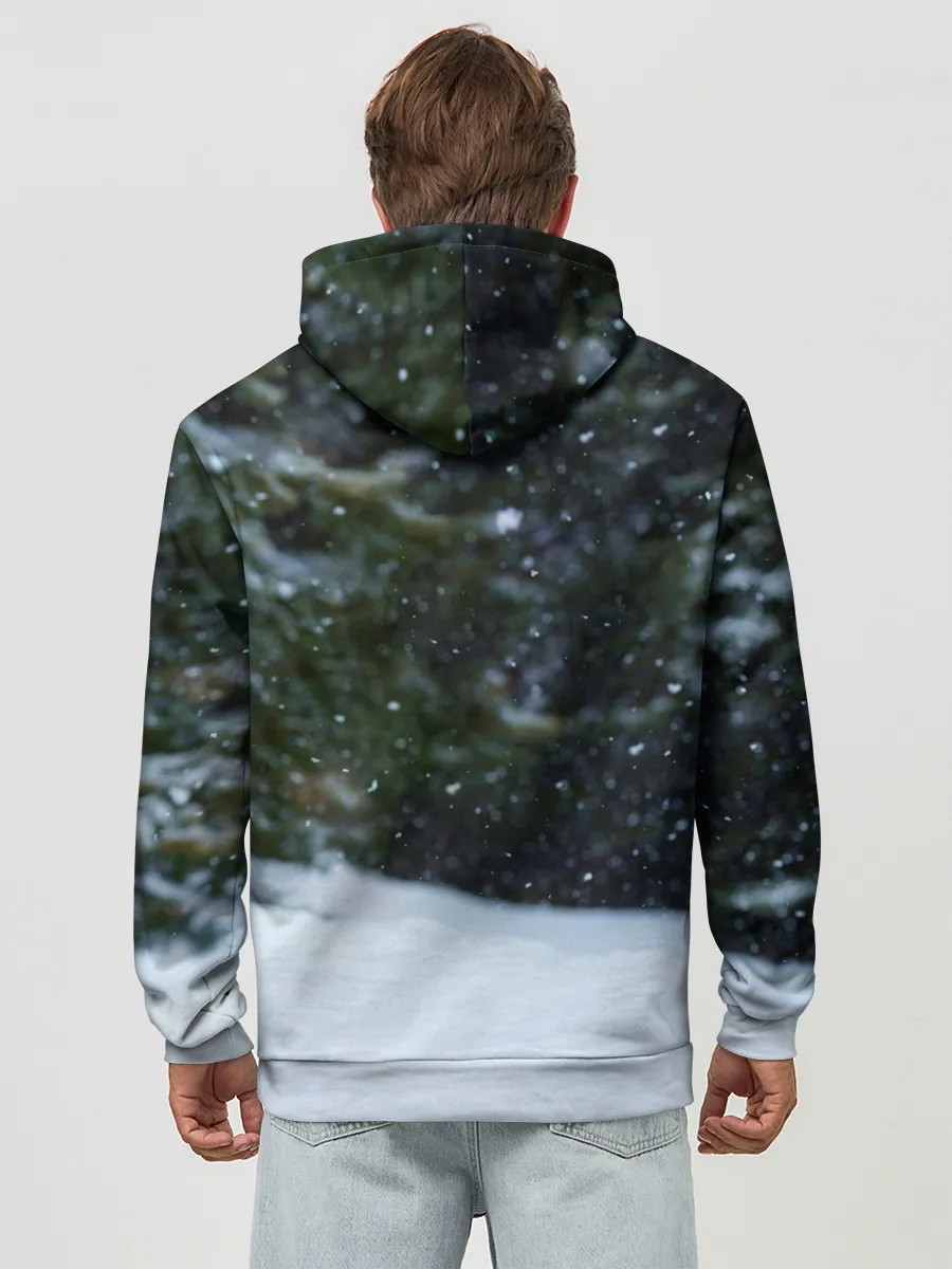 Худи мужской база хлопок / Лиса в зимнем лесу