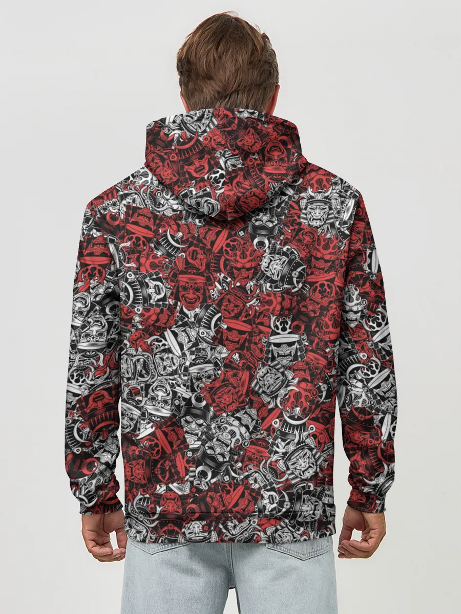 Худи мужской база хлопок / Красные и Белые самураи