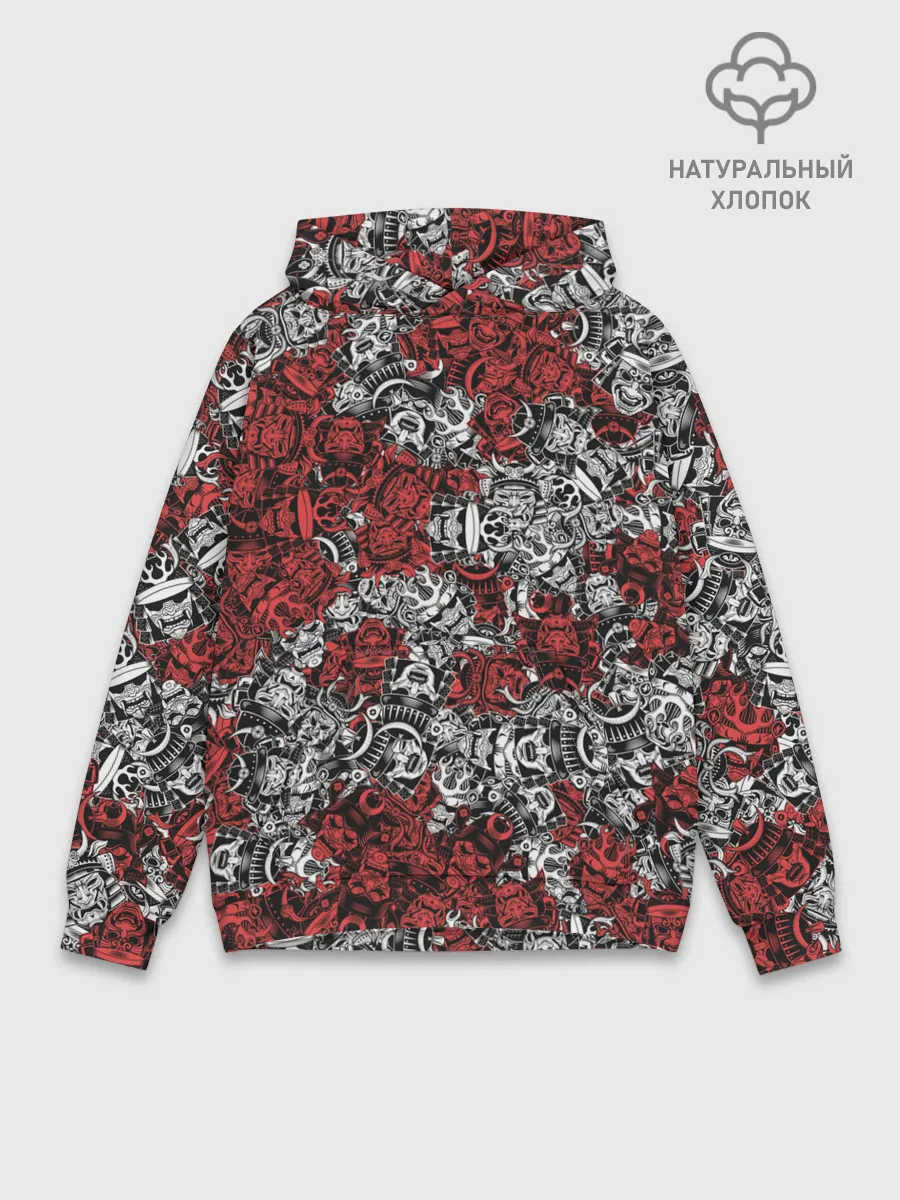 Худи мужской база хлопок / Красные и Белые самураи