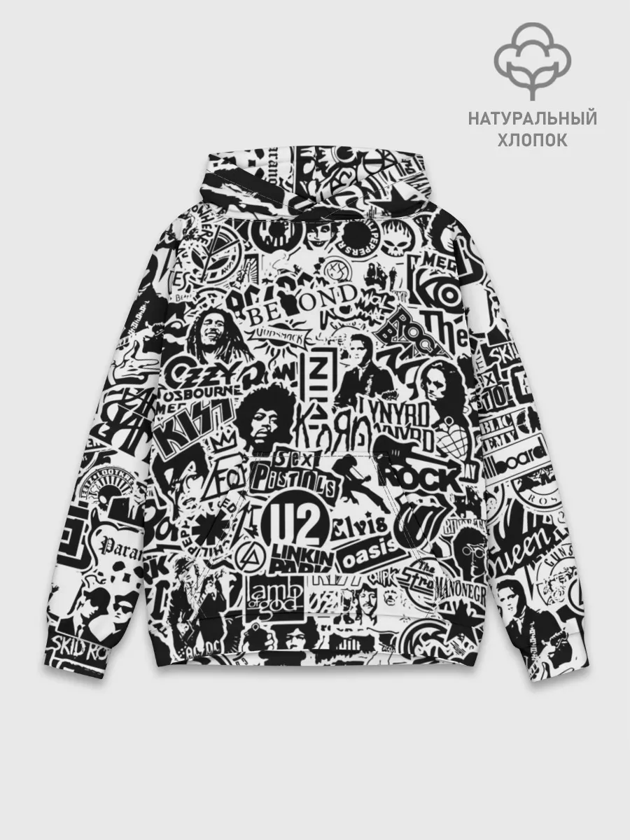 Худи мужской база хлопок / Rock Band Logos