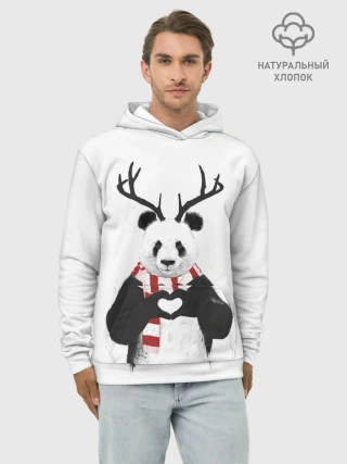 Худи мужской база хлопок / Новогодний Панда