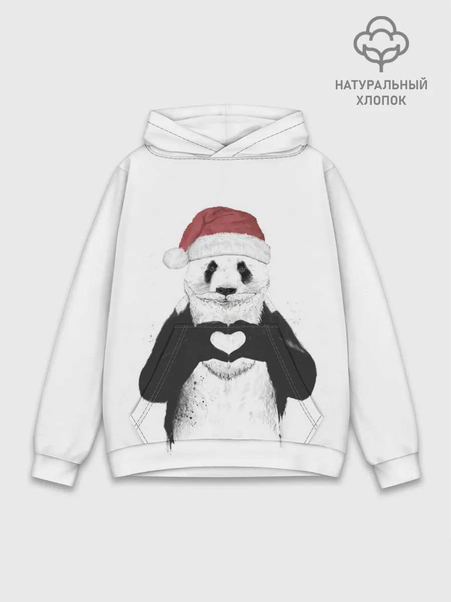 Худи мужской база хлопок / Панда Клаус