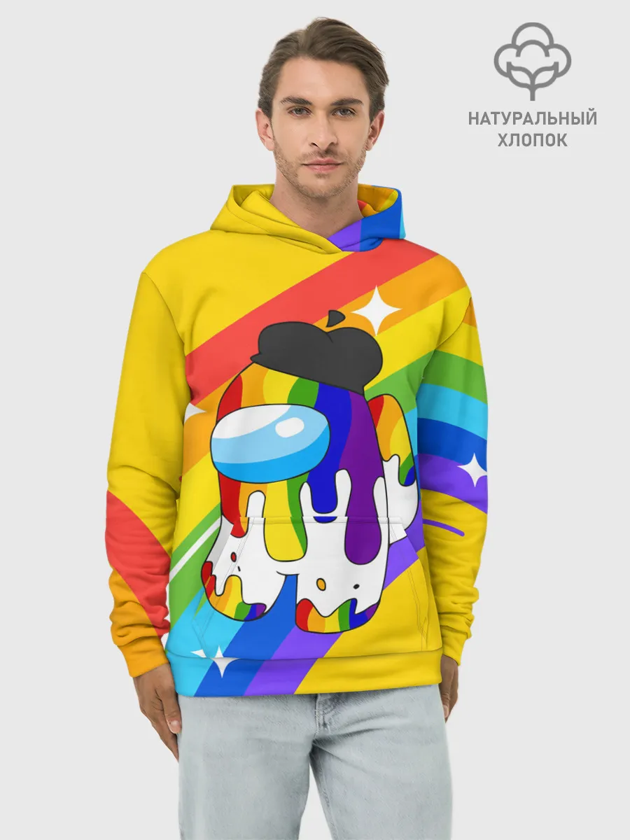 Худи мужской база хлопок / AMONG US - Радужный