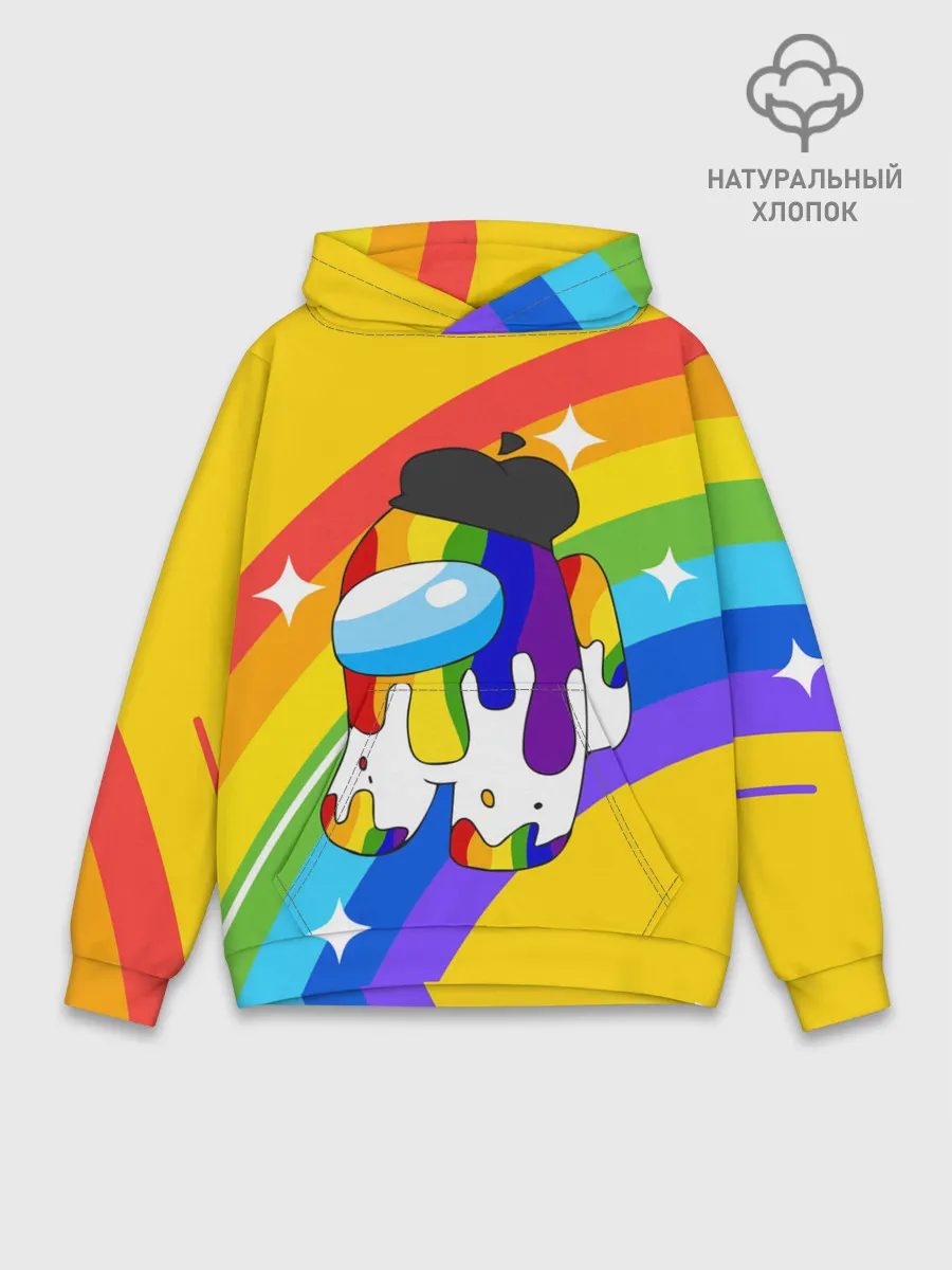 Худи мужской база хлопок / AMONG US - Радужный