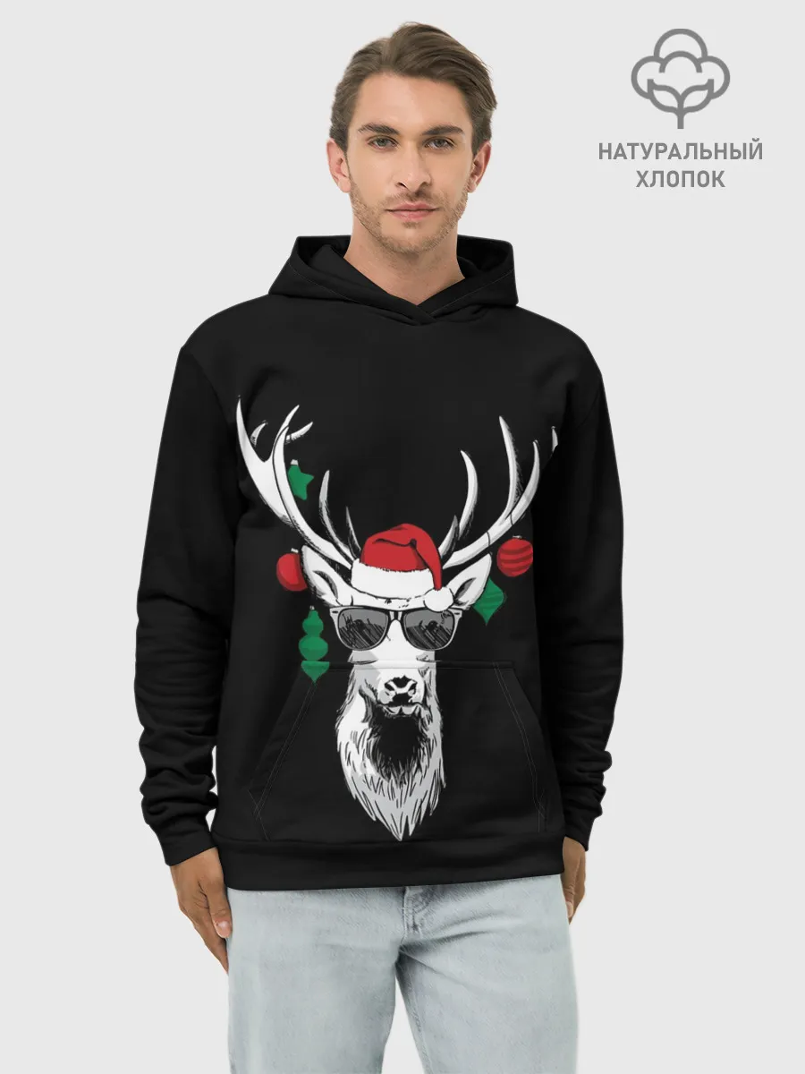Худи мужской база хлопок / Рождественский Олень