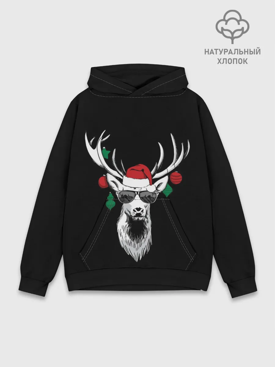 Худи мужской база хлопок / Рождественский Олень