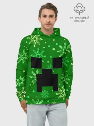 Худи мужской база хлопок / ЗИМНИЙ MINECRAFT