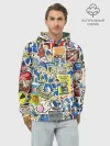 Худи мужской база хлопок / FALLOUT STICKER BOMBING