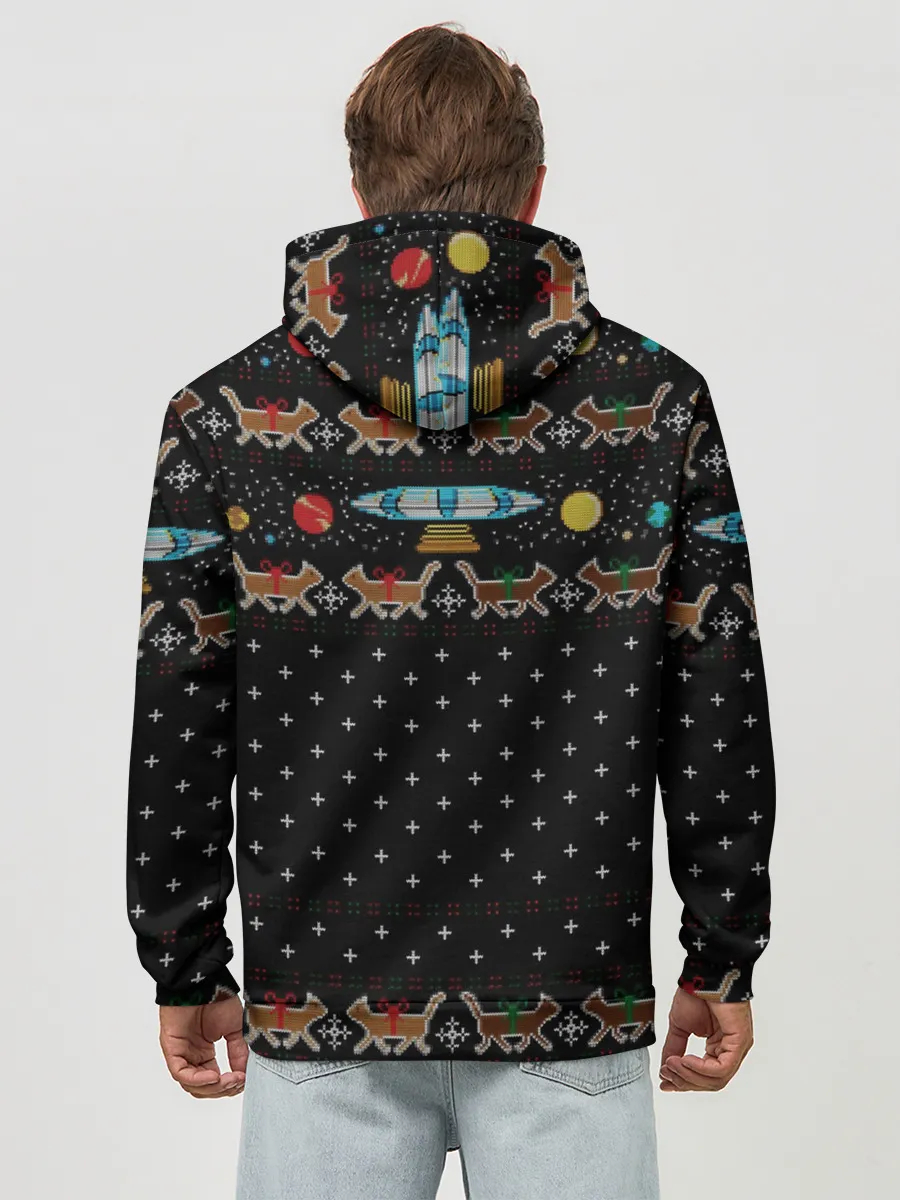 Худи мужской база хлопок / Wishing you a meowy catmas