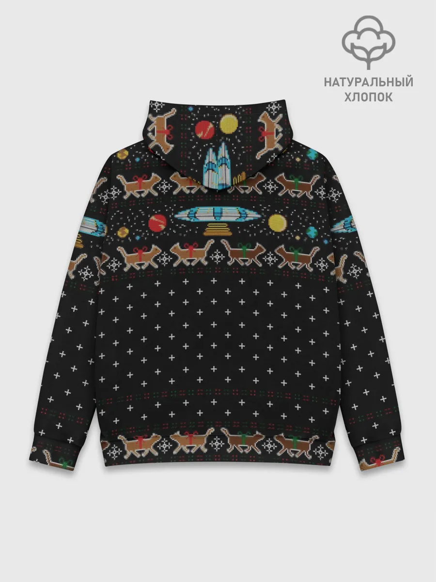 Худи мужской база хлопок / Wishing you a meowy catmas