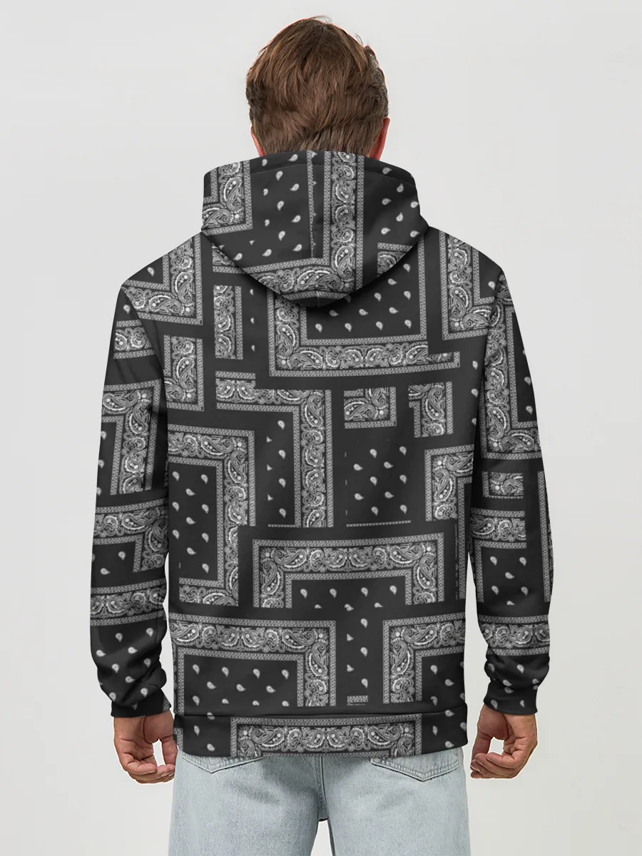 Худи мужской база хлопок / 3D Бандана v.black