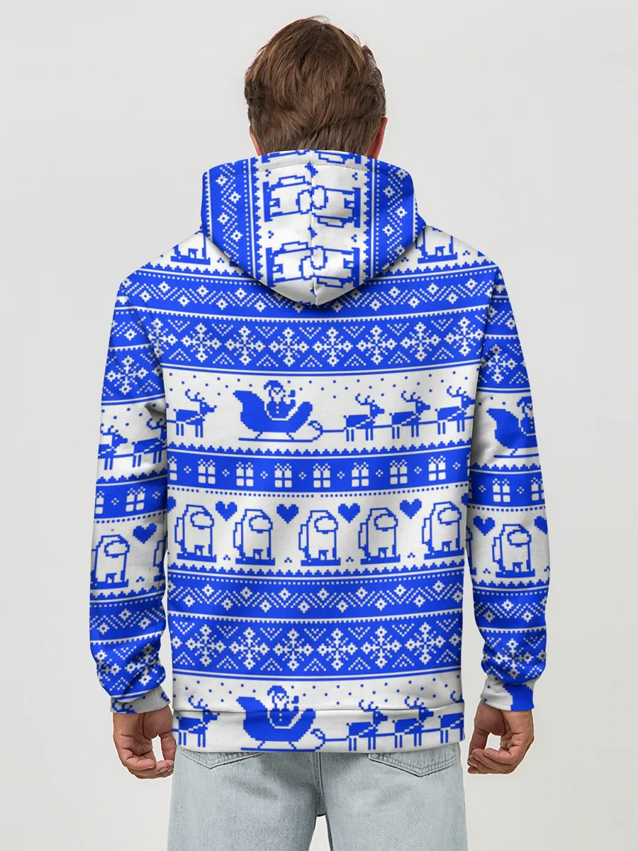 Худи мужской база хлопок / AMONG US НОВОГОДНИЙ УЗОР