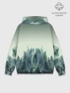 Худи мужской база хлопок / акварельный лес градиент