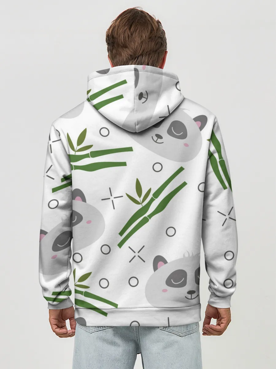 Худи мужской база хлопок / Панда с бамбуком