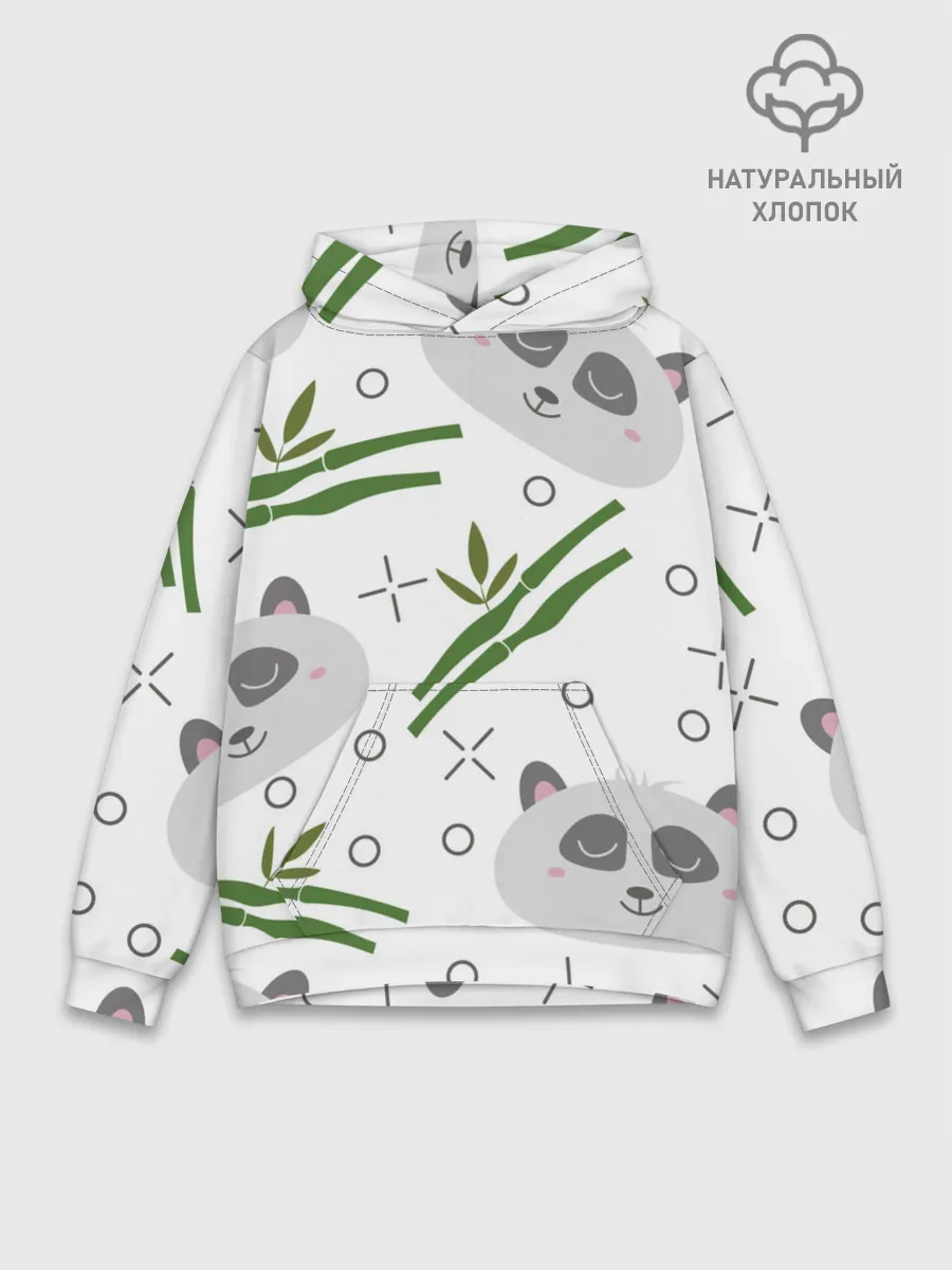Худи мужской база хлопок / Панда с бамбуком