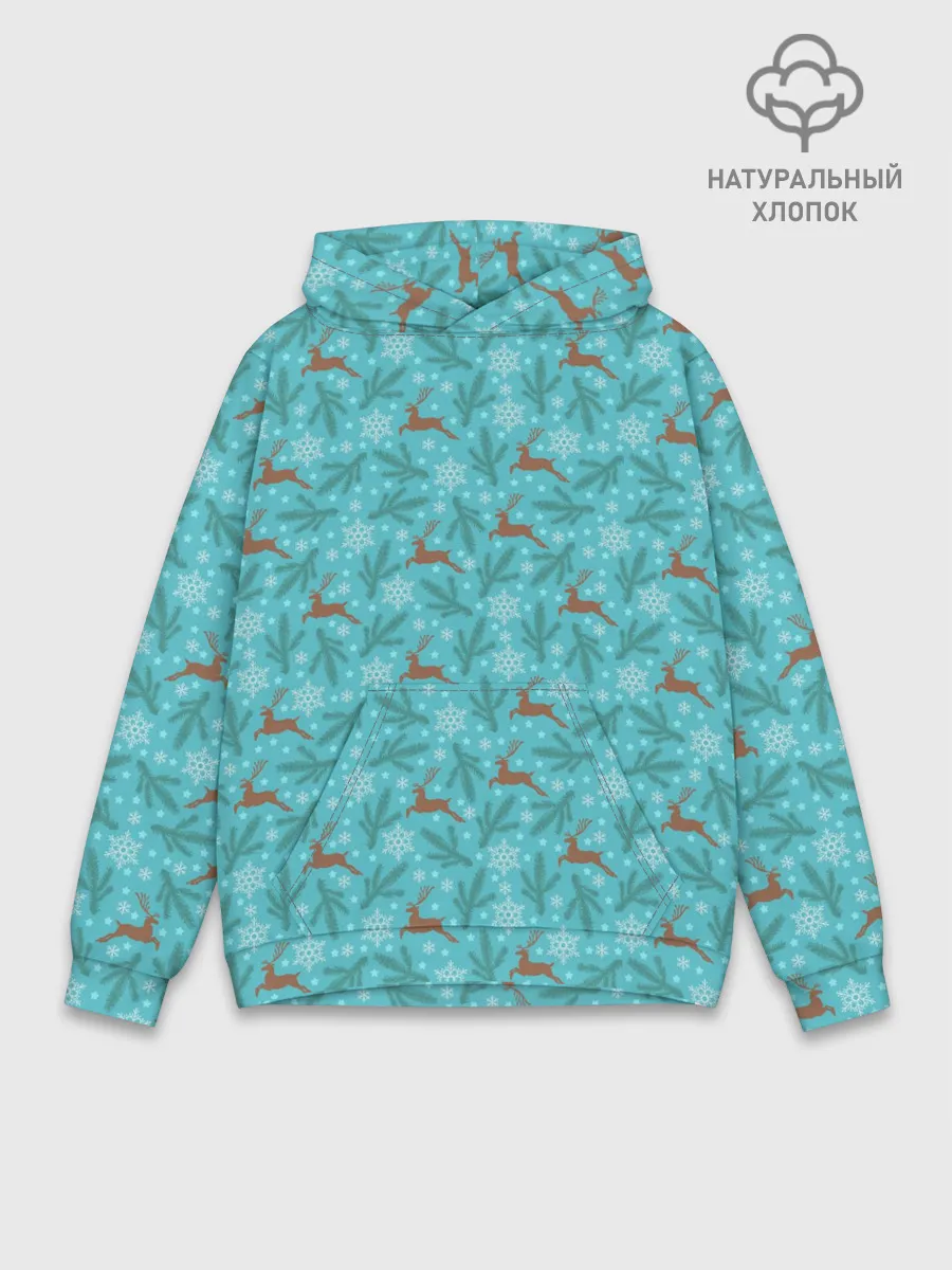 Худи мужской база хлопок / Новогодние Олени