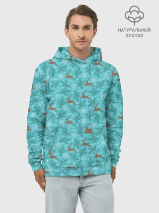 Худи мужской база хлопок / Новогодние Олени