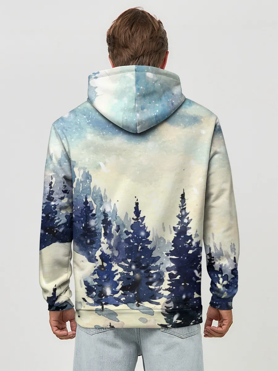 Худи мужской база хлопок / Зимний Майнкрафт