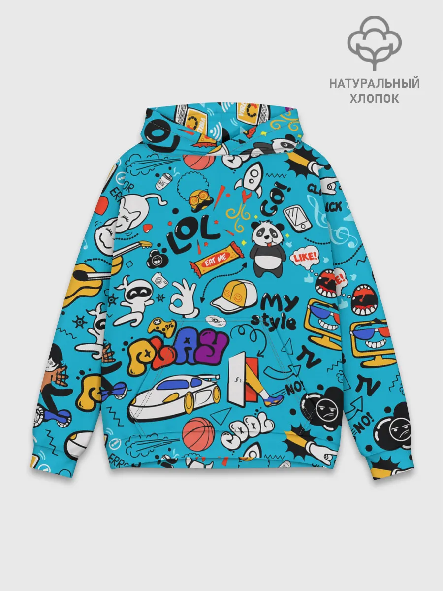 Худи мужской база хлопок / Детское граффити