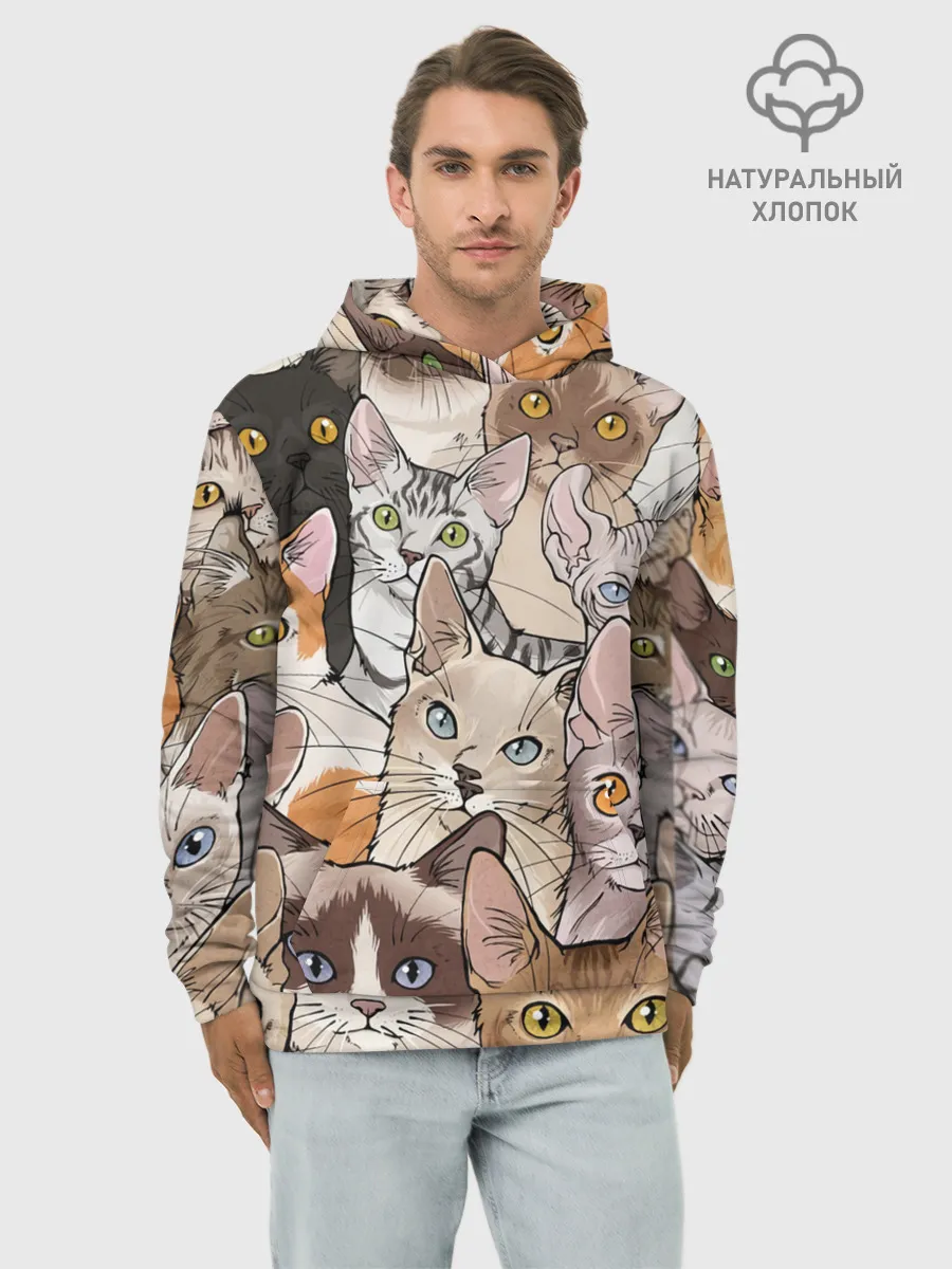 Худи мужской база хлопок / Котики