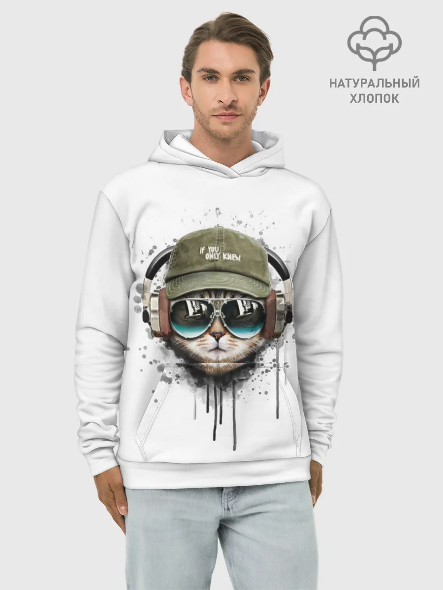 Худи мужской база хлопок / Крутой кот