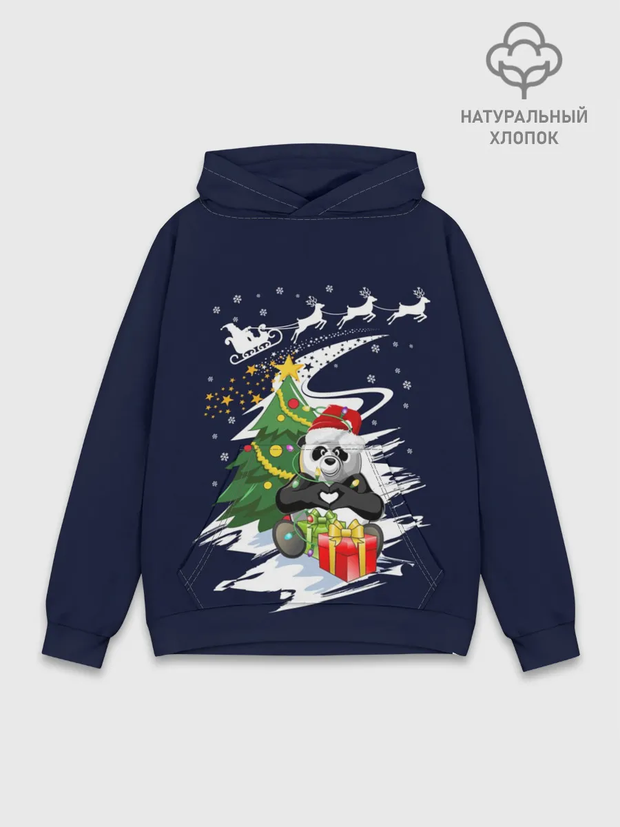 Худи мужской база хлопок / Рождественская Панда