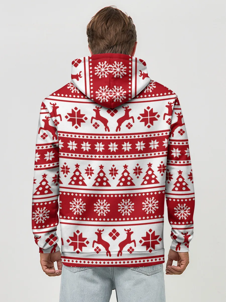 Худи мужской база хлопок / Новый Год | Олени и снежинки