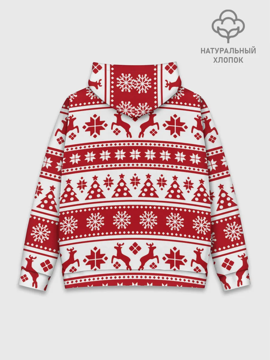 Худи мужской база хлопок / Новый Год | Олени и снежинки