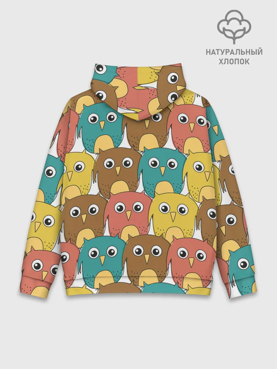 Худи мужской база хлопок / Разноцветные совы