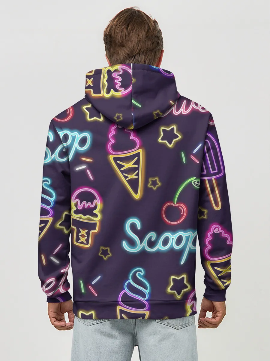 Худи мужской база хлопок / Мороженное неон