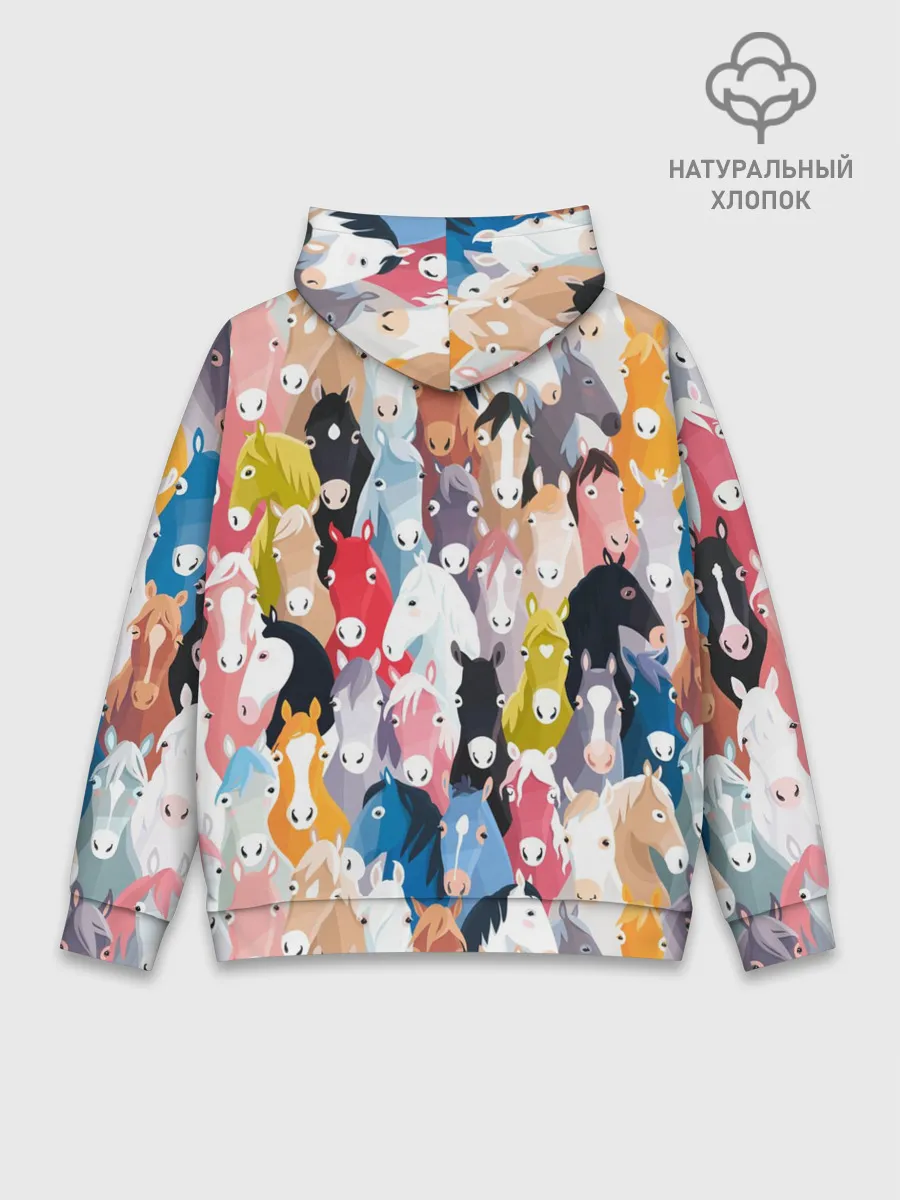 Худи мужской база хлопок / цветные лошади