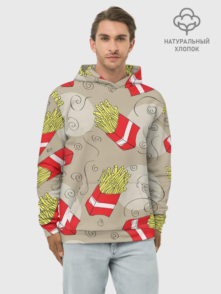 Худи мужской база хлопок / Фастфуд - Картошка фри