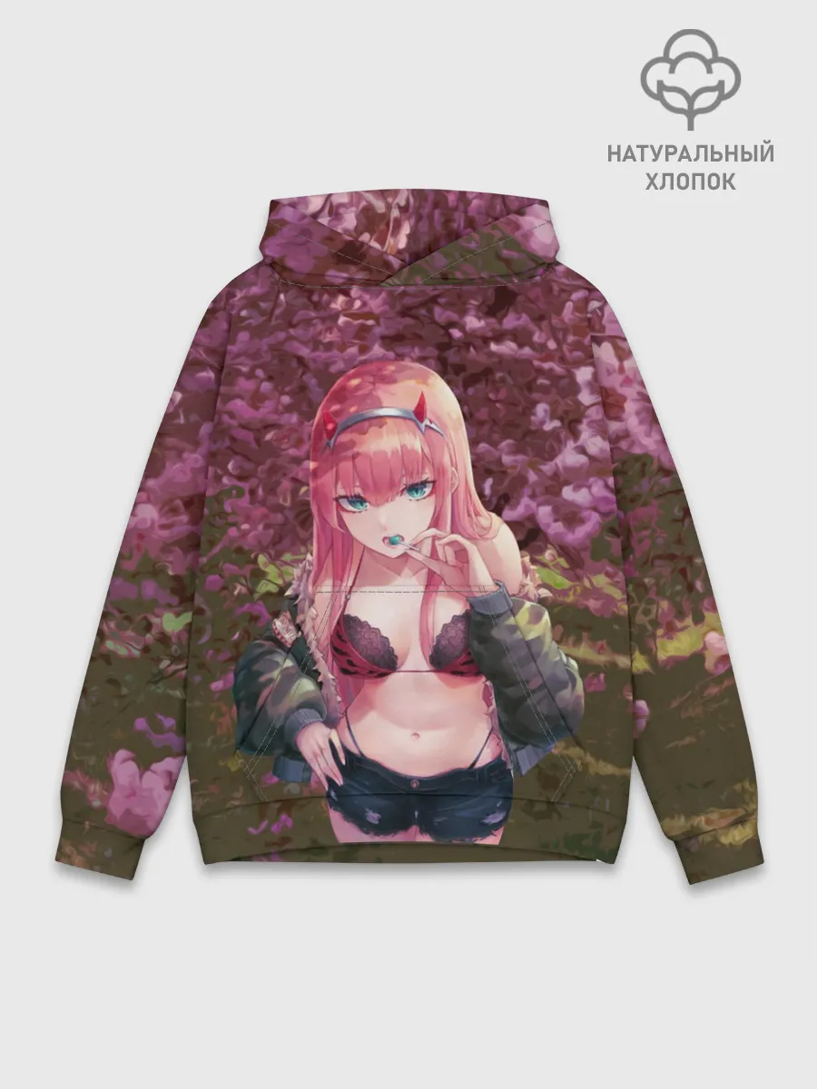 Худи мужской база хлопок / Zero Two Сад сакуры