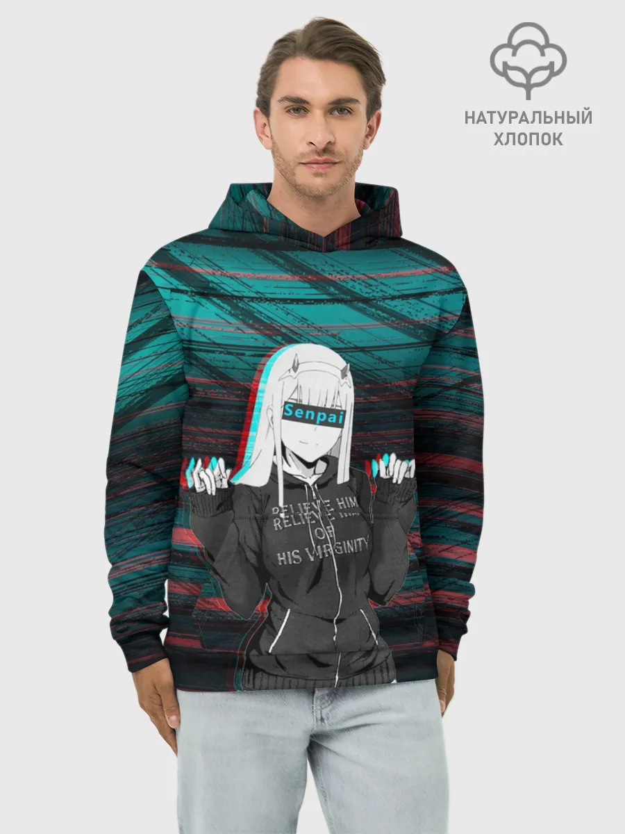 Худи мужской база хлопок / Zero Two Glitch