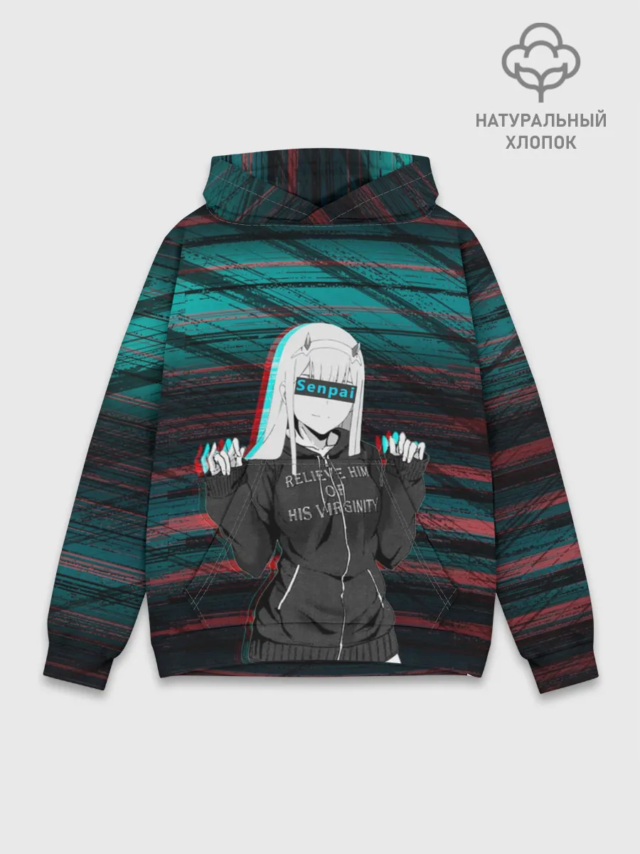 Худи мужской база хлопок / Zero Two Glitch