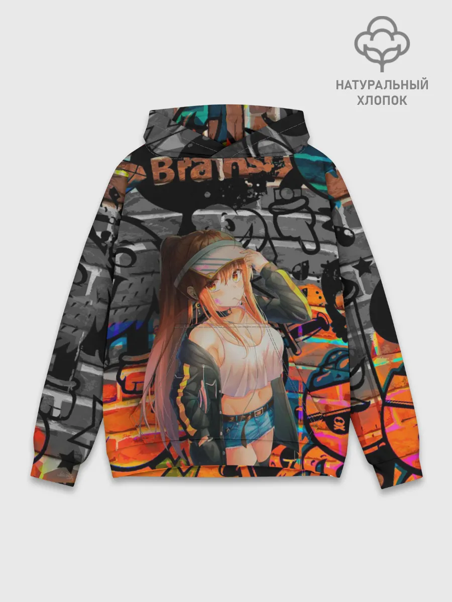 Худи мужской база хлопок / Anime Girl with Graffiti