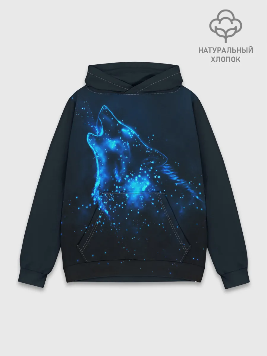 Худи мужской база хлопок / Космический Волк