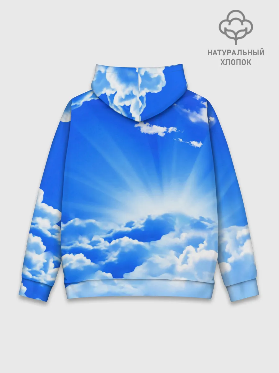 Худи мужской база хлопок / Кот в облаках