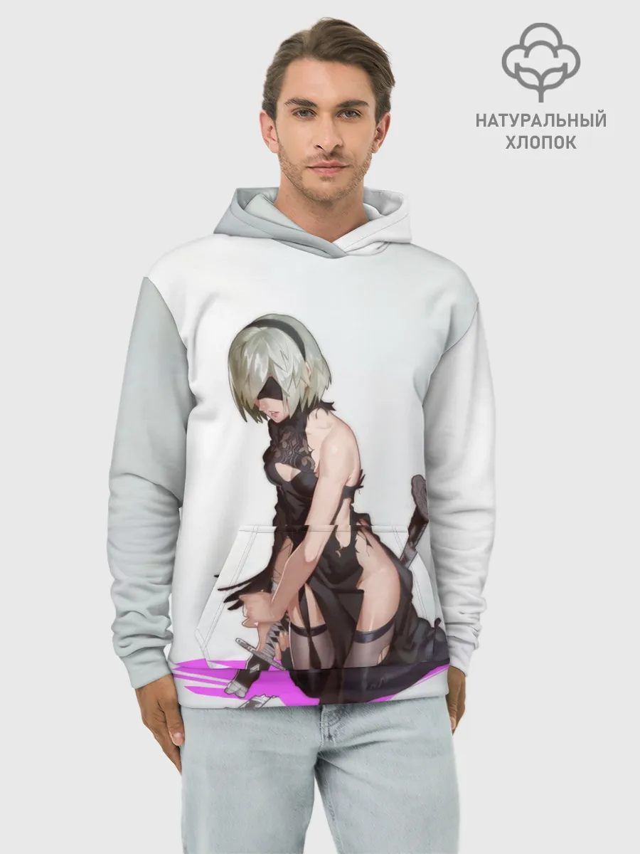 Худи мужской база хлопок / NIER AUTOMATA / 2B