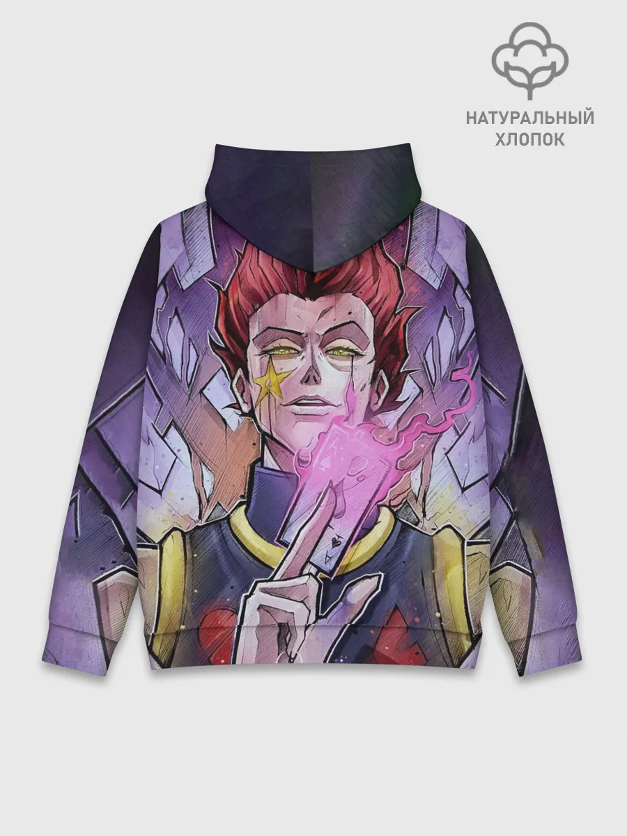 Худи мужской база хлопок / Хисока со светящейся картой в руках