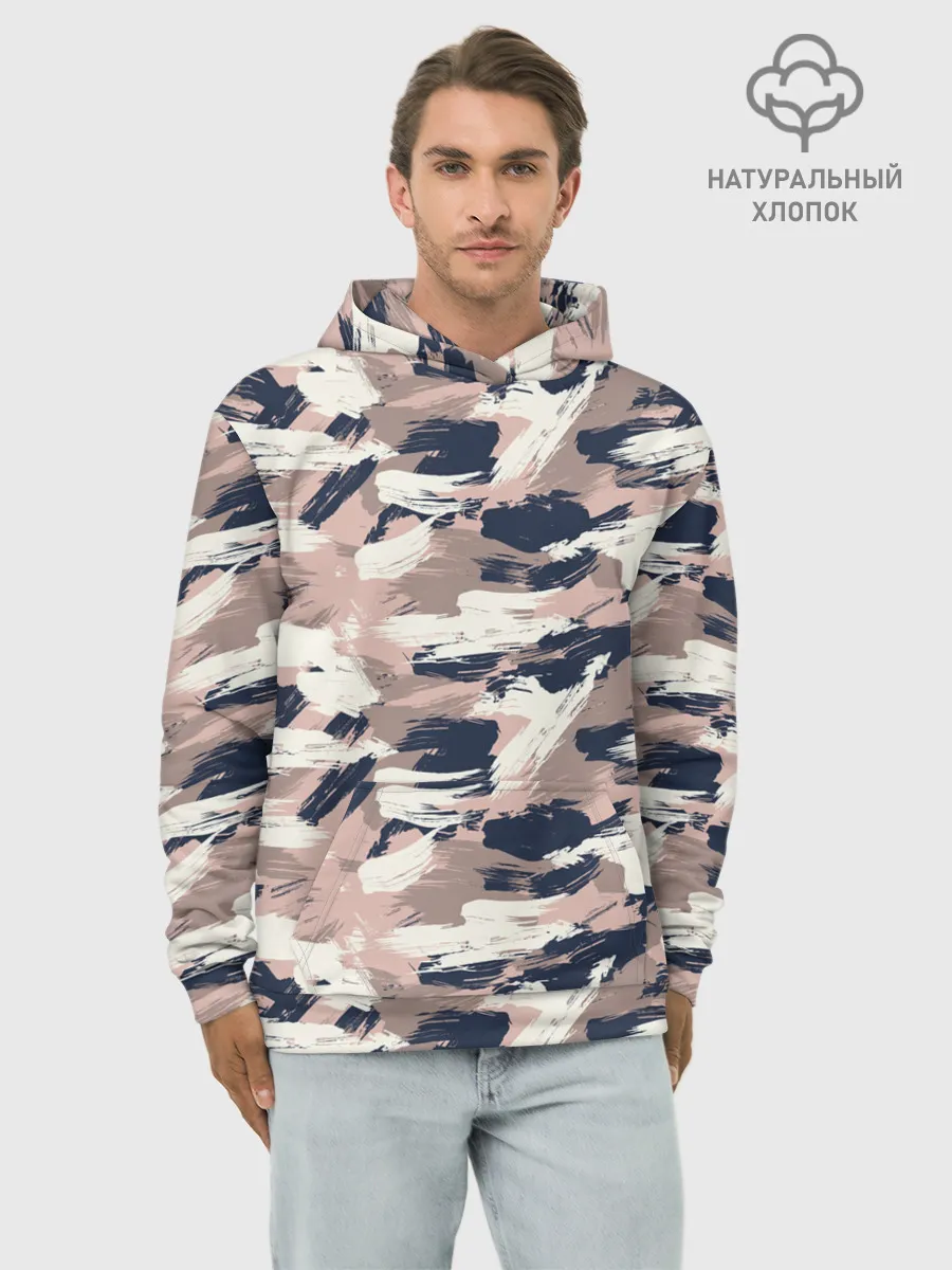 Худи мужской база хлопок / Кремовый камуфляж