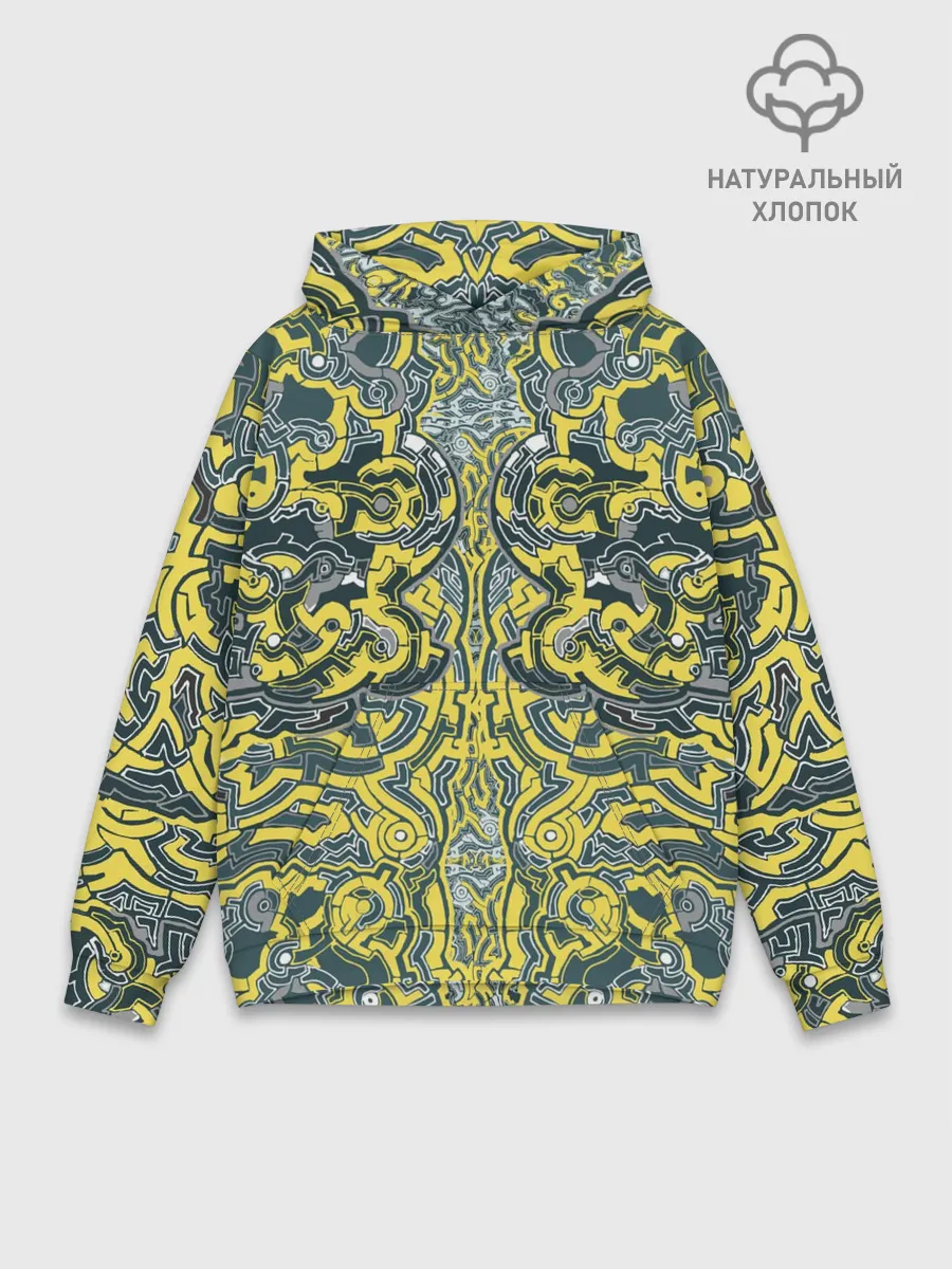 Худи мужской база хлопок / УЗОР , ФУТУРИЗМ,