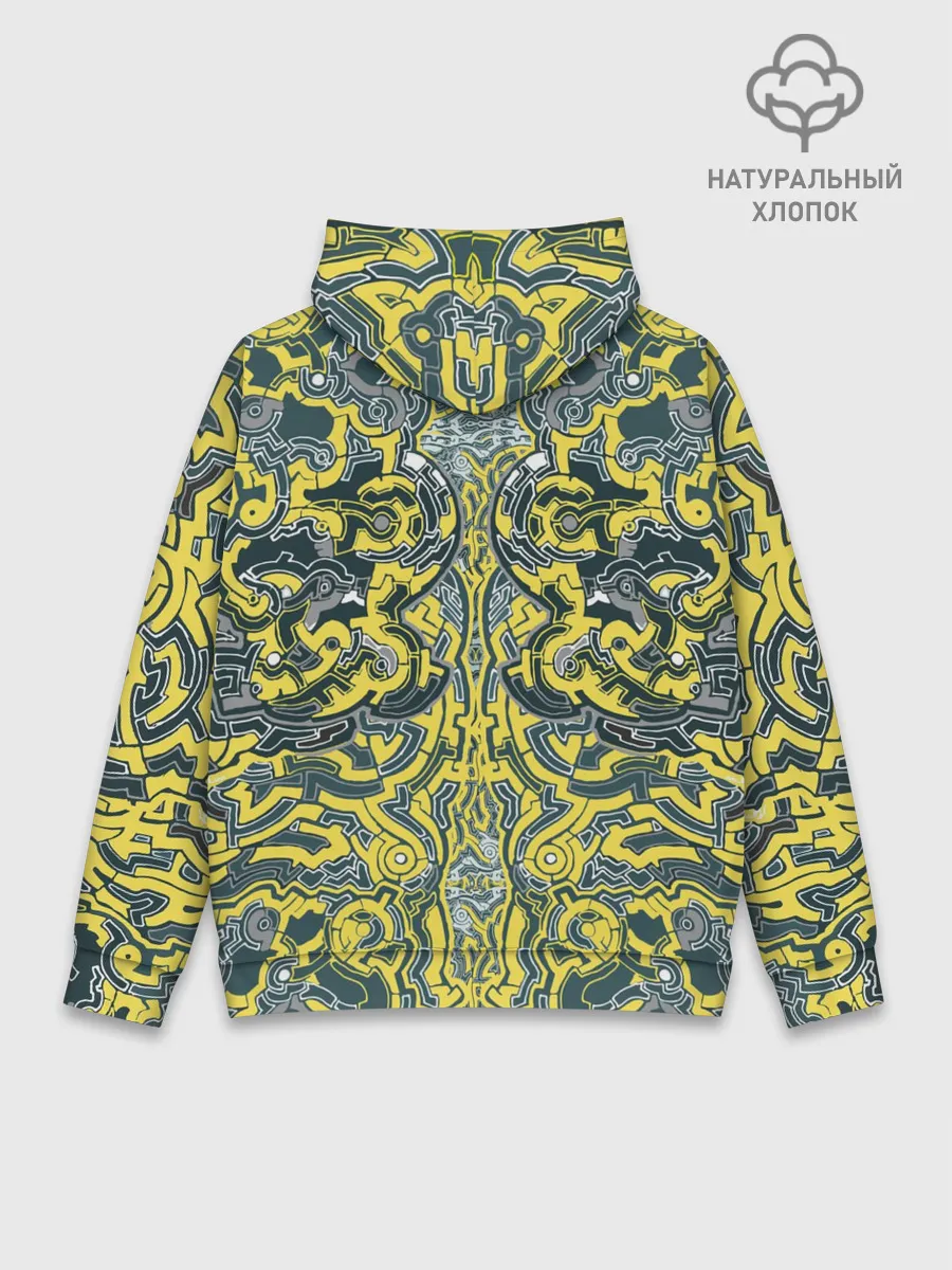 Худи мужской база хлопок / УЗОР , ФУТУРИЗМ,