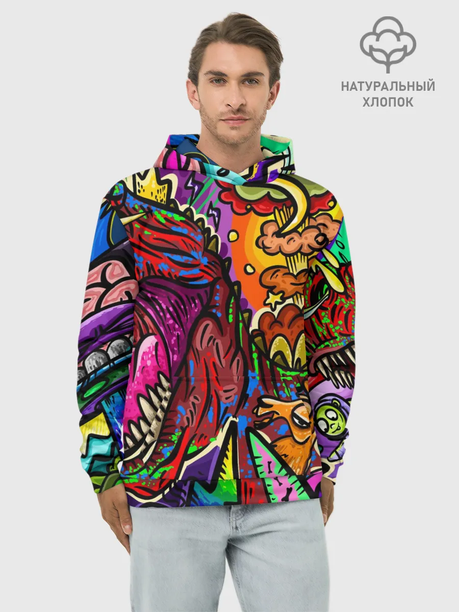 Худи мужской база хлопок / Динозавр