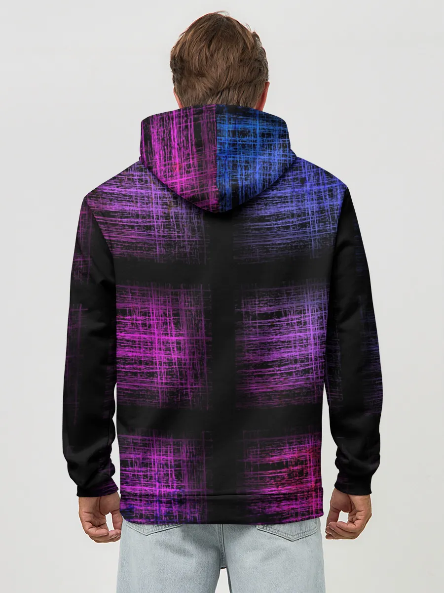 Худи мужской база хлопок / Неоновая абстракция