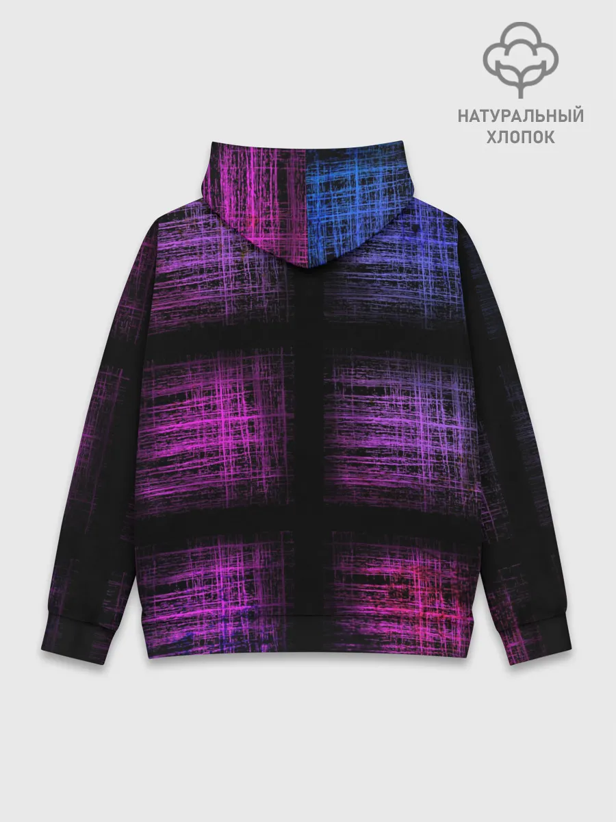 Худи мужской база хлопок / Неоновая абстракция