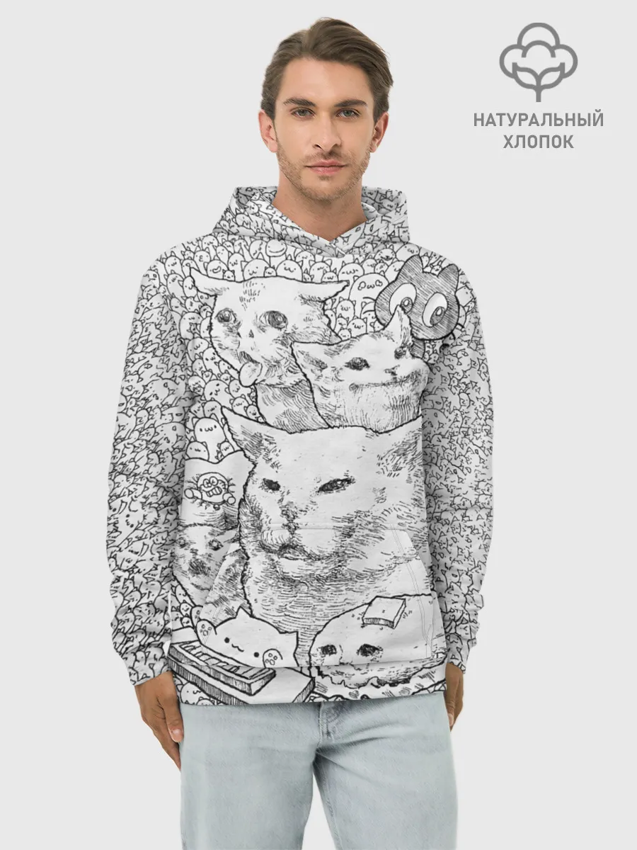 Худи мужской база хлопок / Коты мемы кошки