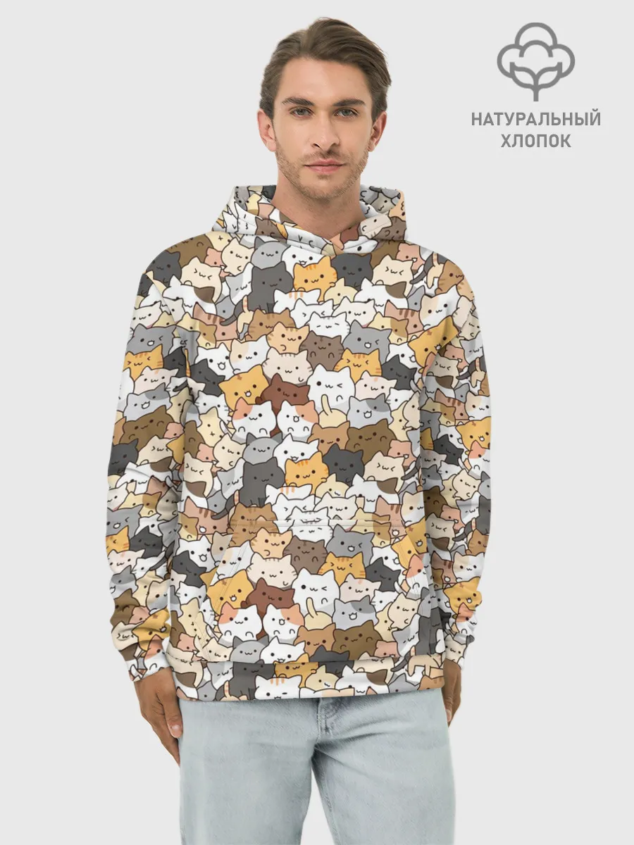 Худи мужской база хлопок / Котики муркотики